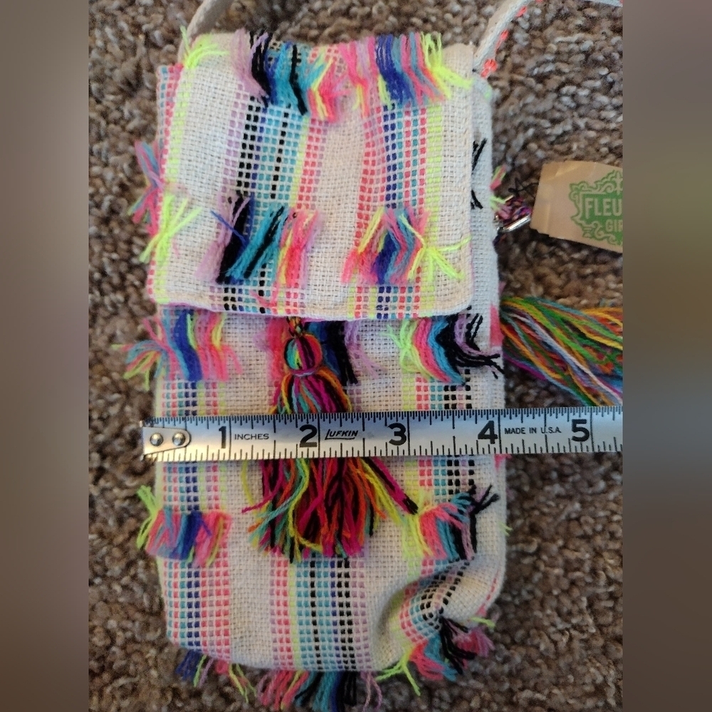 America & Beyond Shaggy Boho Colorful Woven Mini Shoulder Bag - Picture 8 of 13